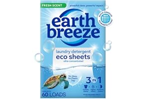 Earth Breeze Laundry Detergent Sheets Fresh Scent - 60 Loads No Plastic Jug Concentrated Laundry Detergent 30 Sheets