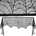 Tuoyi Halloween Decorations Set, Black Lace Spiderweb Fireplace Mantle Scarf and Hocus Pocus Banner for Halloween Party