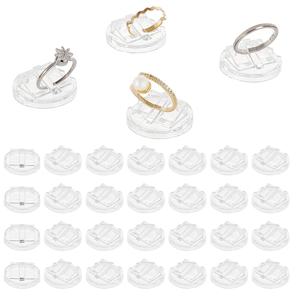 AHANDMAKER 30 Pcs Acrylic Ring Display Holder, Transparent Ring Showcase Display Ring Blocks for Selling Jewelry Storage Organizers for Valentine's Day Wedding Ring Display Retail Shop Shows, Round