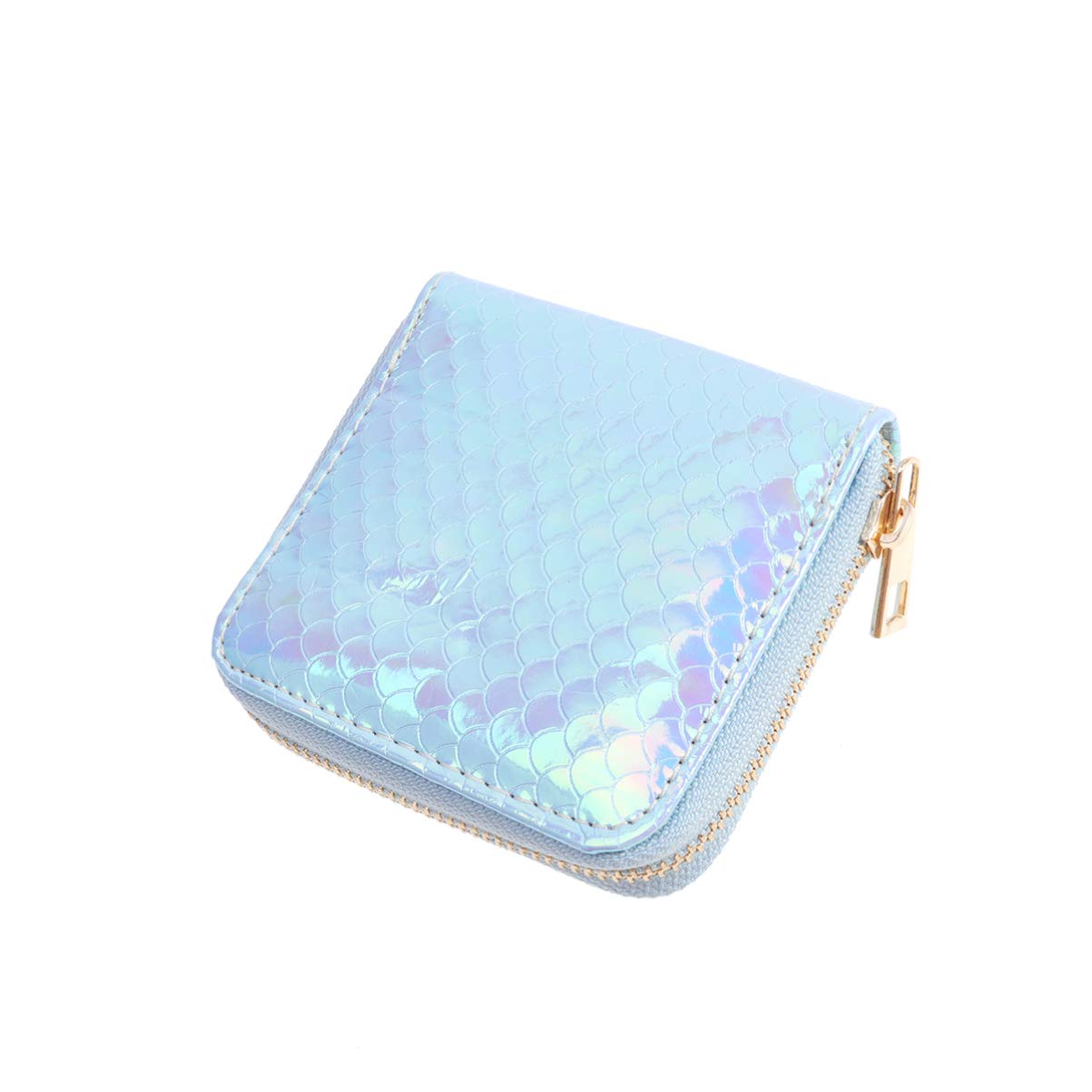 TENDYCOCO Mermaid Pattern Coin Purse Zippered Pu Wallet Compact Lightweight Small Change Holder for Girls Women Travel Shopping 4.33X4.33X0.79 Inches