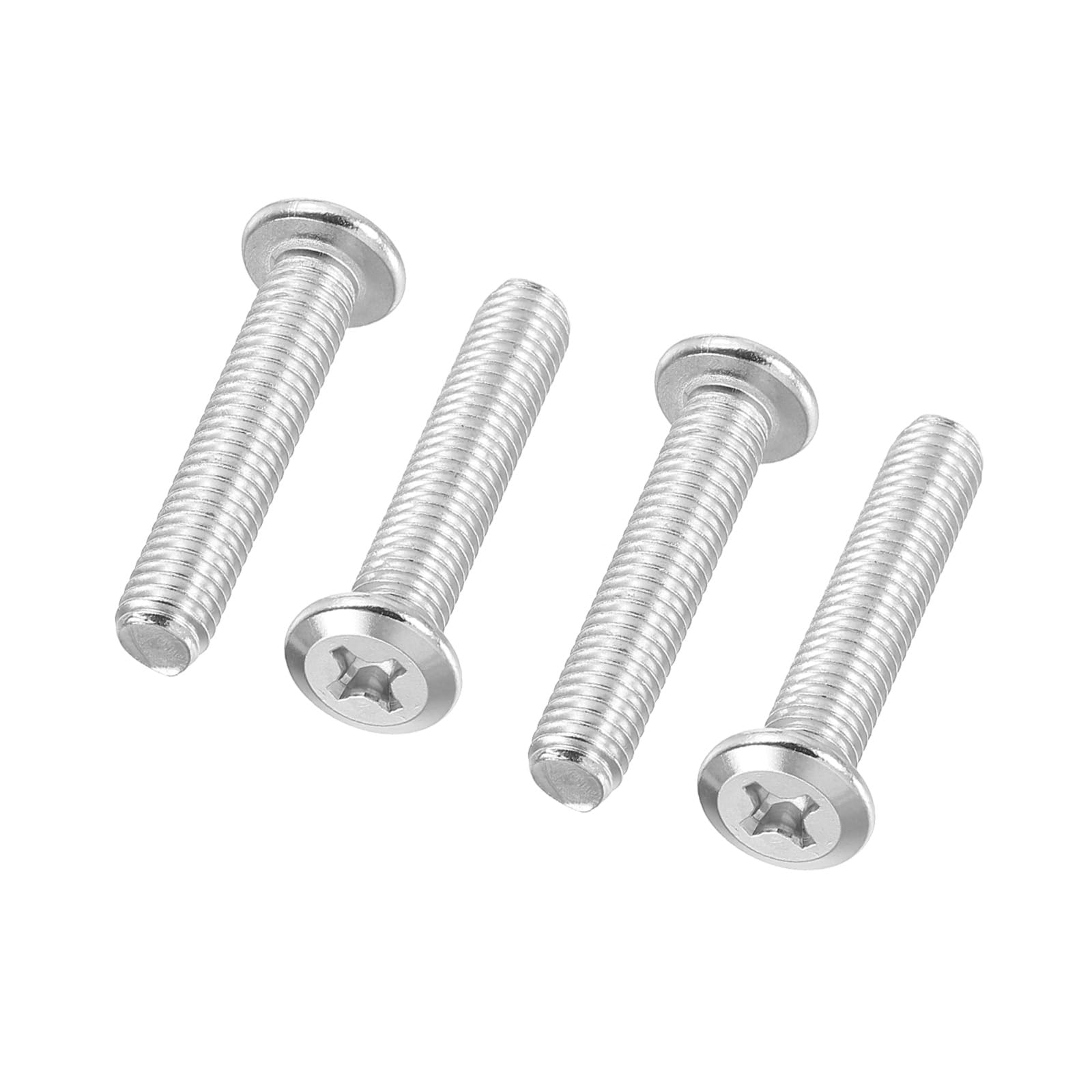 PATIKIL Flat Round Head Phillips Screws, 4 Pack M8-1.25 x 40mm Binding Screws 304 Stainless Steel 18-8 Full Thread, Phillips Drive Machine Screw Furniture Screw Connector Bolts