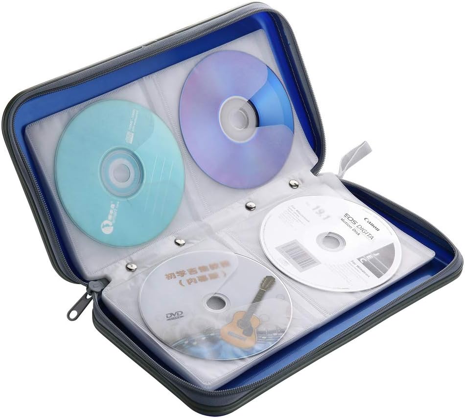 Siveit 80 Capacity Heavy Duty CD/DVD Wallet Binder, Storage, Case, Bag, Holder, Booklet (Blue): Computers & Accessories