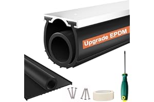 NAYOTAA Garage Door Seals Bottom Rubber – 16.5FT EPDM Weatherproof Seal with Pre-Drilled Aluminum Track Retainer Kit, Fits 8-20FT Doors, Rodent Proof, Noise Reducing (1.57" Width, Black)