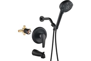SHAMANDA Shower Faucet Set with Tub Spout Tub and Shower Faucet Set Complete with Handheld Shower Head Shower Combo Set Shower System with Tub Spout Tub and Shower Trim Kit Matte Black