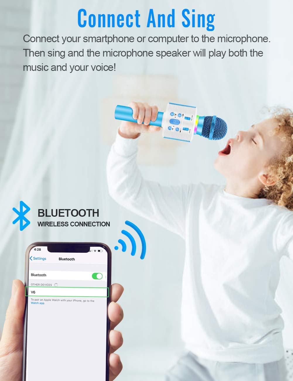 Wireless Bluetooth Microfono Karaoke con Altoparlante Pro per Adulti e Bambini Portatile KTV Karaoke Player Compatibile con Android/PC/Smartphone Regali di compleanno di Mic Home Party