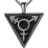 beautlace LGBT Necklaces/Stud Earrings/Set Silver/18K Gold/Black Gun Plated Triangle Pendant Gay & Lesbian Pride Jewelry Set for Men and Women