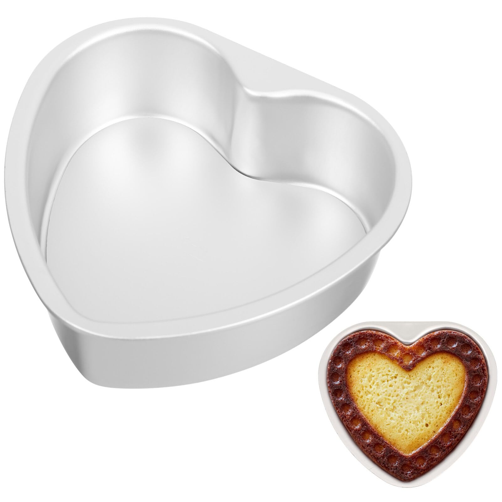Cabilock Heart Shaped Cake Pan Removable Bottom Thicken Anodized Aluminum Material for Baking Heart Shaped Cakes for Valentine Day Party