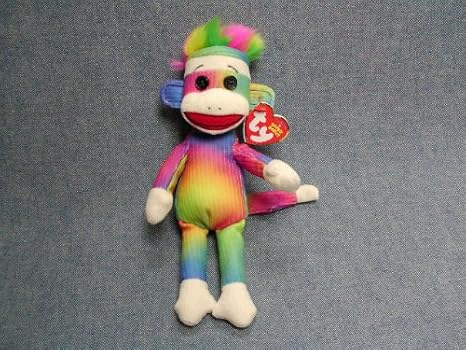 rainbow sock monkey beanie baby