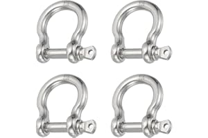 PATIKIL Screw Pin Shackle 3.9mm 1/8" 220lb, 4Pcs 316 Stainless Steel Forged Bow Shackle Marine Grade for Chains Wire Rope Out