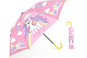 decalsweet Kids Umbrella, Safety Windproof Umbrella with Easy-Grip Hook Handle for Toddler Girls and Boys