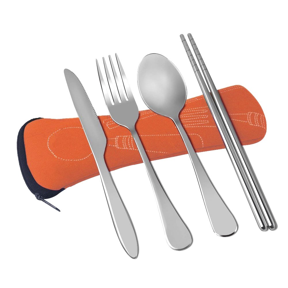 Wayber 4 Pcs Portable Stainless Steel Camping Flatware Set (Knife Fork
