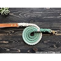 Correa para perro de cuerda Ombre con mango de cuero, PERSONALIZACIÓN GRATUITA, correa de cuero para perro, cuero de grano entero vegetal, 100% algodón