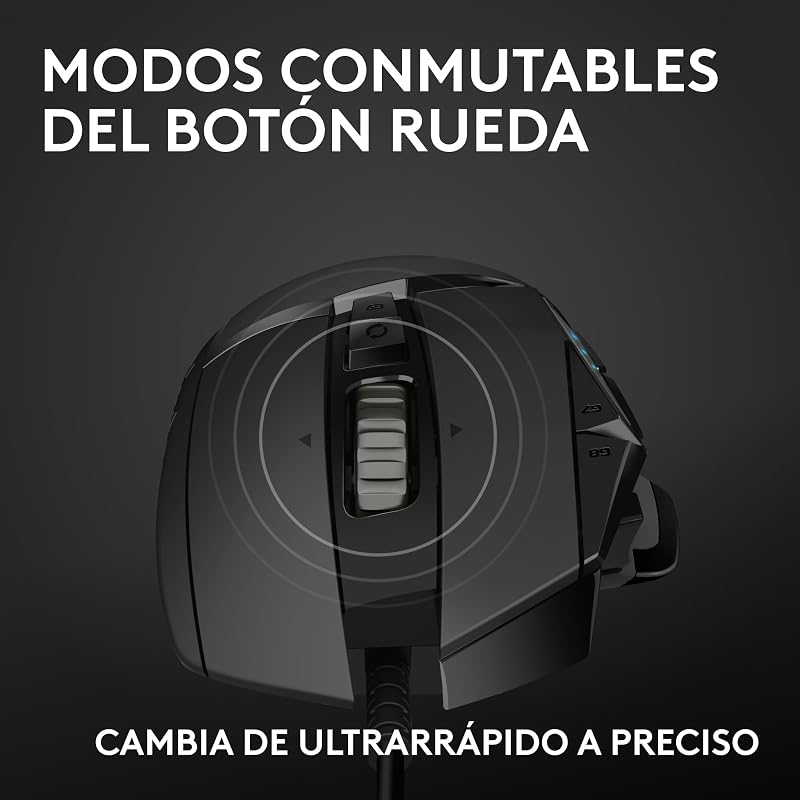 Logitech g502 hero, mouse para jogos com fio de alto desempenho, captura hero 25k, 25.600 dpi, rgb, peso personalizável, 11 botões programáveis, memória integrada, pc/mac - preto