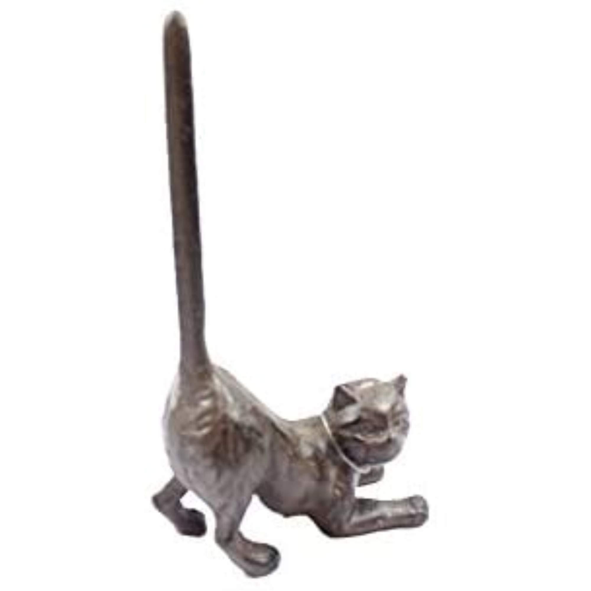 Photo 1 of Handcrafted Nautical Decor Cast Iron Cat Paper Towel Holder 10" - Metal Art - Decorative Cat Kitchen