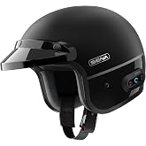 Sena Surge Mesh Intercom Enabled Open Face Smart Motorcycle Helmet (Matte Black/Gloss Black, L)