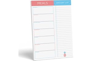 Sweetzer & Orange Meal Planner Magnetic Pad | 7x10 inch Notepad for Organized Weekly & Daily Planning | Tear-Off Grocery List