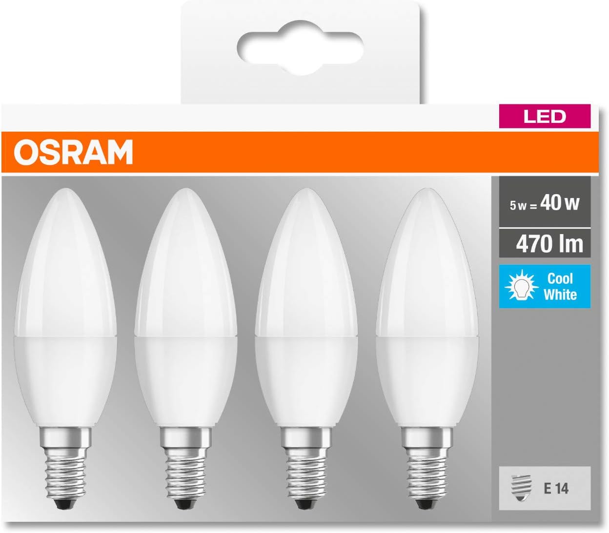 OSRAM LED Base Classic B / LED-lamp in candle shape with E14-base / not dimmable / replacement for 40 Watt / Matt / cool white - Image 5