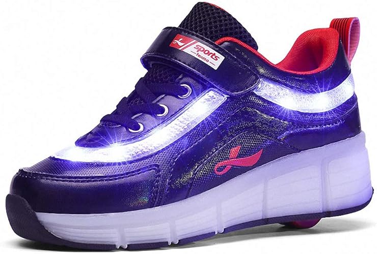 Cba Bing Unisex Kids Boys Girls Led Trainer Roller Skates Shoes Vibration Flashing Gymnastics Sneakers Single Wheel Amazon Co Uk Shoes Bags