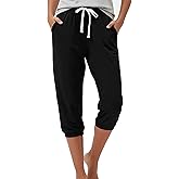 MSONWANY Women's Plus Size Capri Sweatpants Joggers Casual Sports Cropped Lounge Pants High Waisted Athletic with Pockets