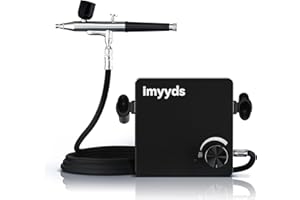 imyyds 40PSI Airbrush Kit with Compressor, Stepless Adjustable Air Brush Kit with Air Compressor, Portable Airbrush Gun Kit, Airbrush Compressor Kit for painting, Nails, Modeling, Cake