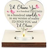 I'd Choose You Romantic Candle Holder, with Love Quote, Ideal for Valentine's Day Anniversaries Wedding Gift for Partner, Fun