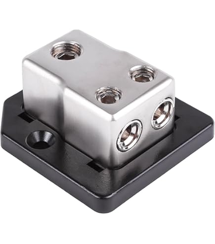 3 Way Power Distribution Block, 1x 0 Gauge In 3x 4 Gauge Out For Car Audio Connection Parts - View #2