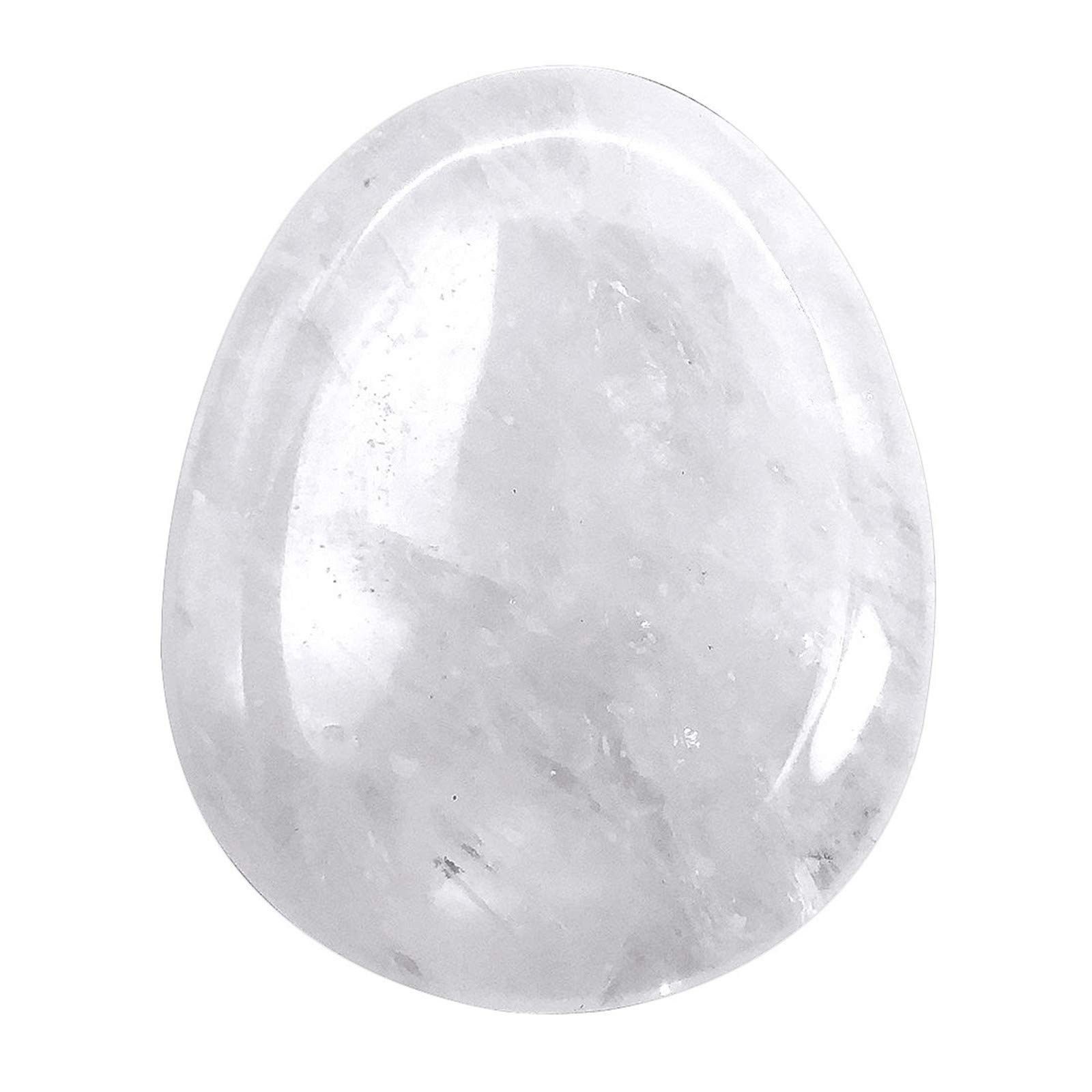 Fekuar Natural Rock Quartz Crystal Thumb Worry Stone, Hand Carved Healing Crystal Teardrop Pocket Stones for Anxiety Stress Relief Meditation