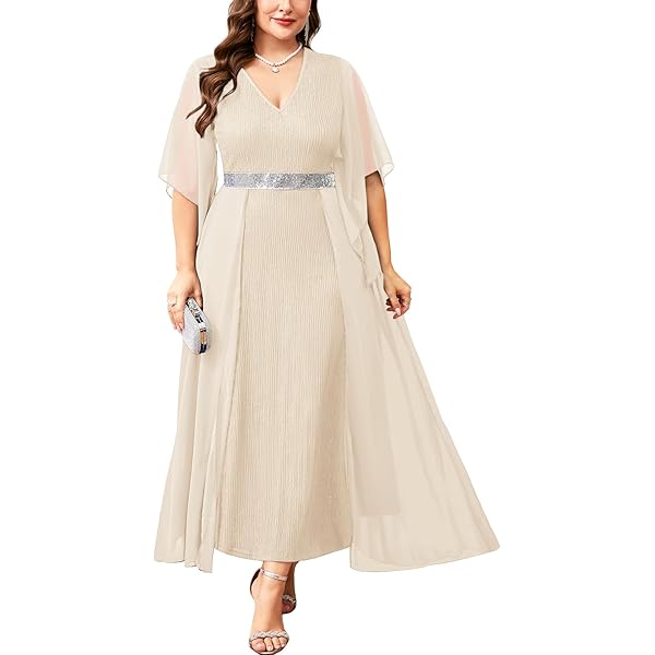 Amazon.com: HGps8w Plus Size Women's Cape Dress with Chiffon Overlay  Bodycon Pencil Dresses Mother of The Bride Formal Evening Gown : Clothing,  Shoes & Jewelry