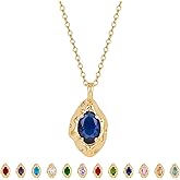 LOUHCY Birthstone Necklace for Women, Dainty 14K Gold Plated Oval Zircon Pendant Necklaces Simple Gold Necklaces for Women Birthday Gifts for Mom Wife