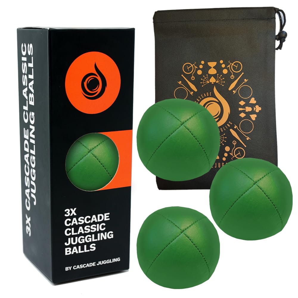3 x Pro 115g Cascade Classic Juggling Balls - Thud Juggling Balls & Bag - Set of 3 Juggling Balls (Green) โ image 1