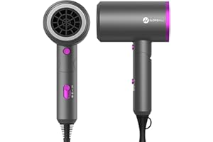 Hair Dryer, slopehill (Safety Upgraded) 1800W Professional Ionic Hairdryer for Hair Care, Powerful Hot/Cool Wind Blow Dryer, 3 Magnetic Attachments, ETL, UL and ALCI Safety Plug (Dark Grey)