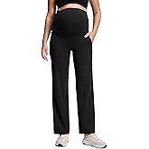 CRZ YOGA Butterluxe Maternity Wide Leg Pants Pockets 31.5" - Over The Belly Workout Yoga Lounge Womens Pregnancy