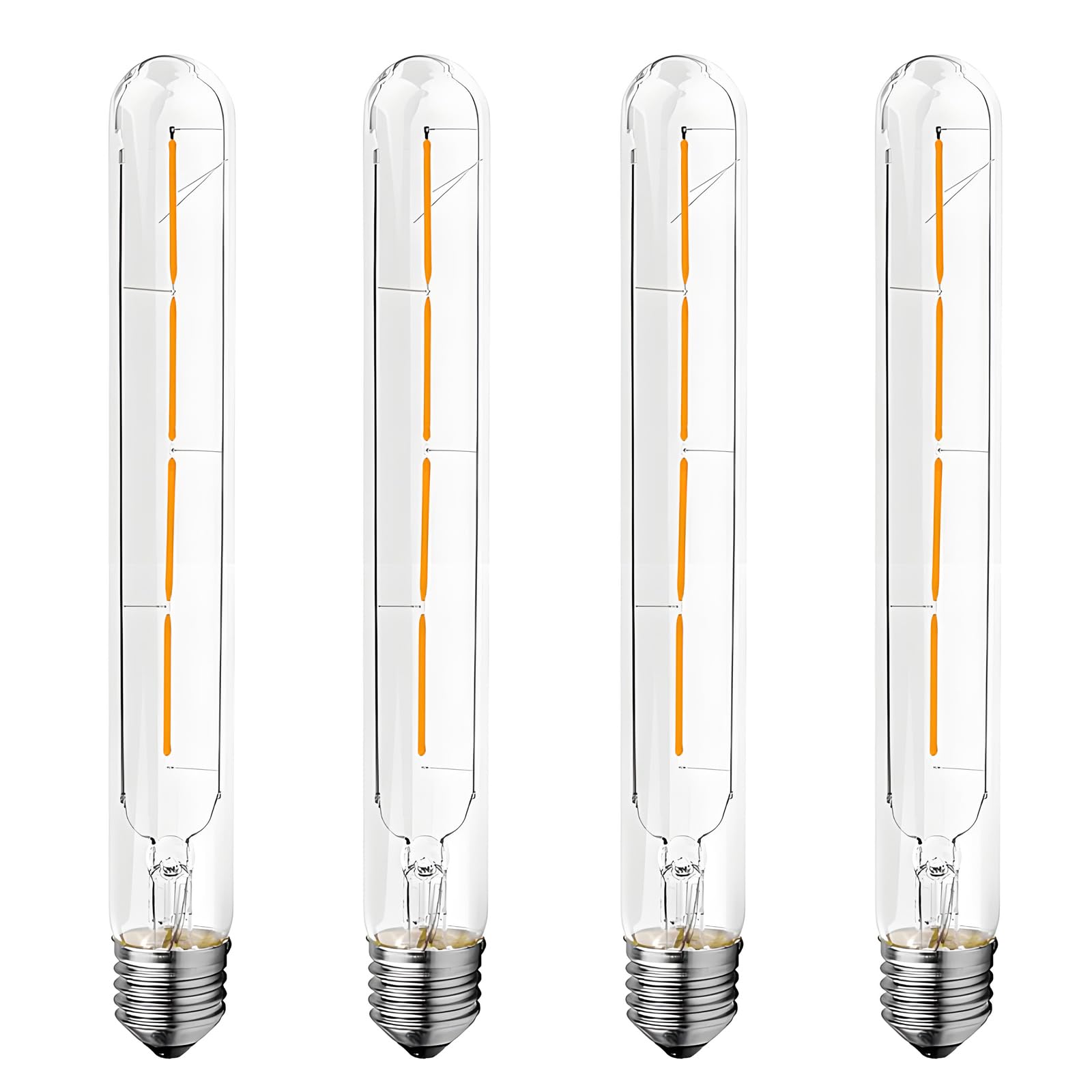 HUAMu 4W Tubular Edison Style LED Filament Bulb Non-Dimmable, Model T30 Nostalgic Led Light Bulb, E27 Screw Base, 2700K Warm White, 400LM, Clear Glass Cover, 4 Pack