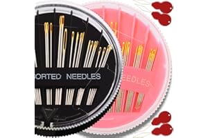 JOLLMONO 60Pack Sewing Needles for Hand Sewing Repair, 6 Sizes Assorted Needles with 4 Threaders, Hand Sewing Needles, Large Eye Stitching Needles, Embroidery Needles, Sewing Sharp Needles(Pink&Black 60PCS)