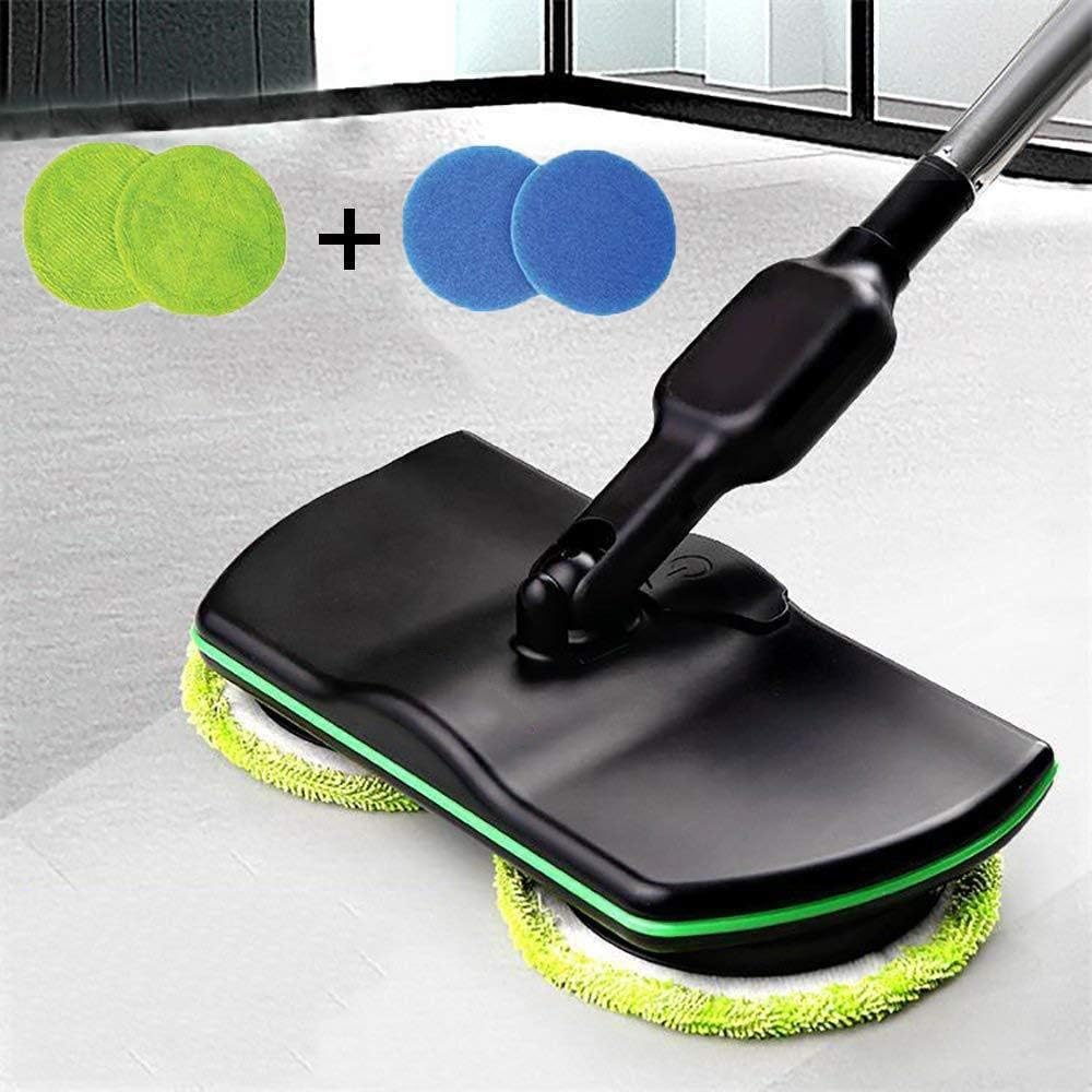 JppeamA Electric Mop 360 Wireless Cleaning Slurry Mop Power Scoop Mop Rechargeable Household Hand Soap Scrubber Waxing Machine Polisher Black