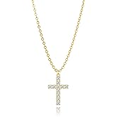 DEARMAY Gold Plated Cross Necklaces for Women, Dainty Gold Plated Cross Choker Necklace for Women Simple Small Pendant Neckalce Jewelry Gift