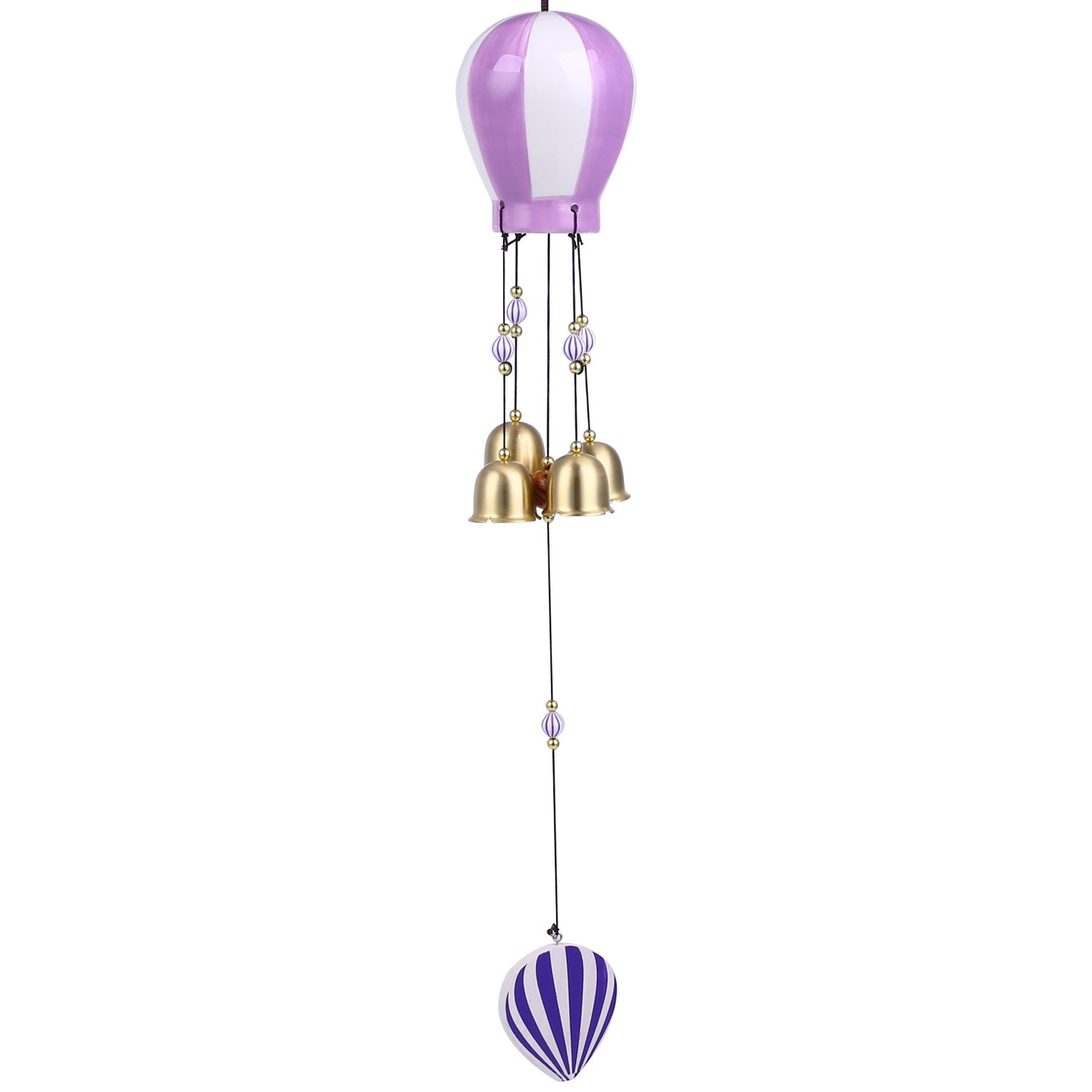 Soledi Wind Chimes Ceramic Purple Creative Hot-air Balloon