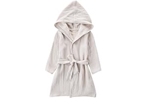 TADO MUSLIN Organic Cotton Toddler Bathrobe, Soft and Breathable Baby Robe for Kid, Boy& Girl Hooded Robe Muslin