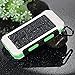 Solar Charger,Solar Power Bank 20000mAh Waterproof Portable External Battery USB Charger Built in LED light with Compass for iPad iPhone Android Cellphones (White & Green)