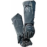 Caiman Premium Sheep Grain MIG/Stick Welding Gloves, Heavy Duty Triple-Layer Cuff, Boarhide Reinforcement, 3-D Kontour, Kevlar, Dark Gray, Large (1879-5)