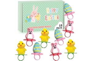 RBBZ PARTY Easter Candy 3D Ring Pops - 18 Individually Wrapped Suckers Bulk Variety Pack - Candy for Easter Baskets - Egg Hunts