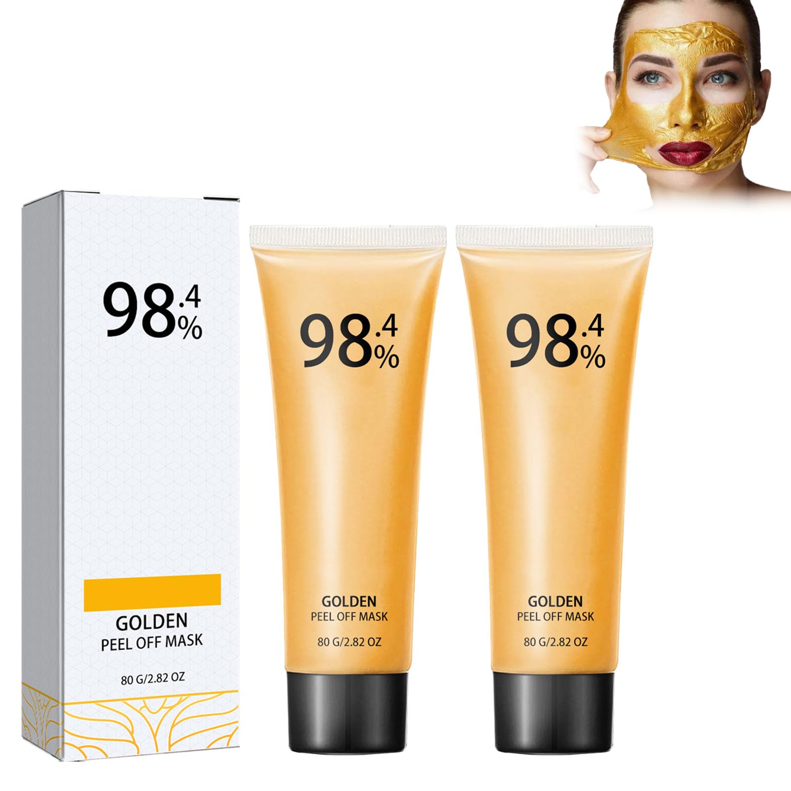 Dyceittdia 2PCS Gold Mask, Gold Exfoliating Mask, 24K Gold Exfoliating Mask, Exfoliating Mask, Deep Cleansing, Pore Refining, 2PCS*80g