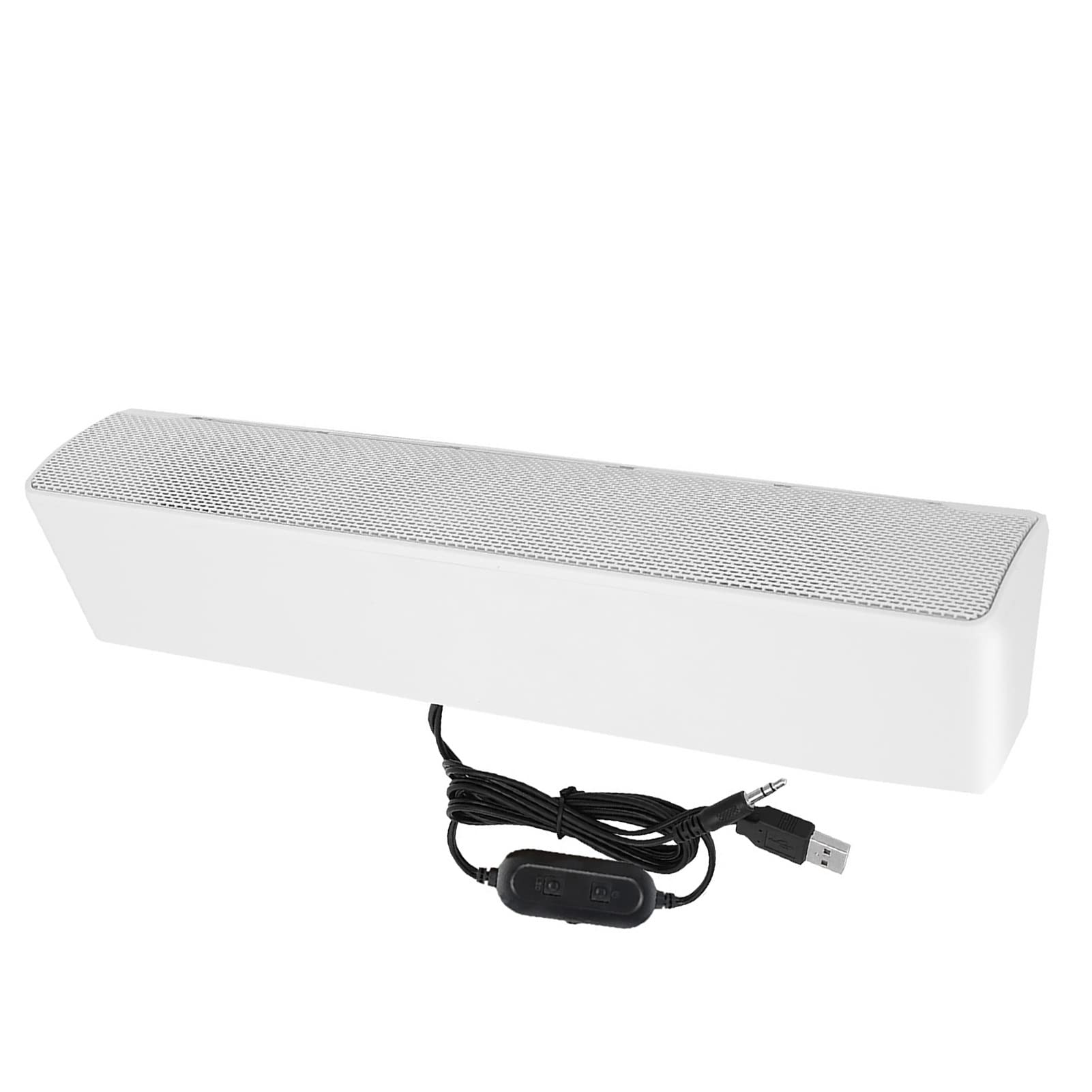 Lazmin112 USB Wired Bass Stereo Soundbar, Desktop Speaker,Music Player Surround Sound Box with 3.5mm Audio Plug,for TV PC Tablets Desktop Cellphone Laptop MP3(white)