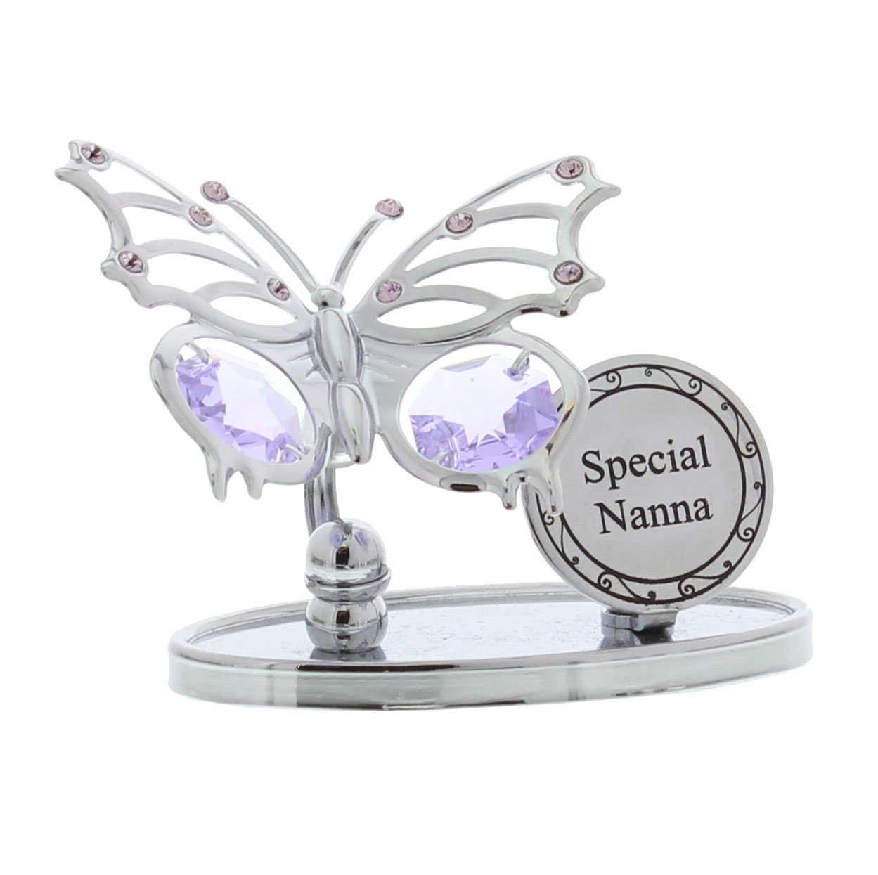Crystocraft Keepsake Gift Ornament - Special Nanna Butterfly Plaque with Swarvoski Crystal Elements