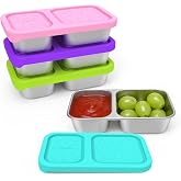 SOPHICO 2 compartment Reusable Kid Lunch Snack Containers with Silicone Lid | On-the-Go Snacking Box,Meal Prep Food Storage,Leak Proof