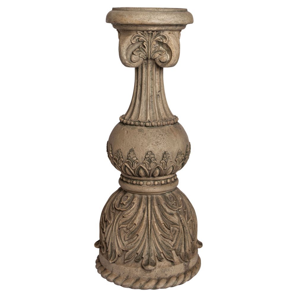 Buy GG Collection 24Inch Tall Cast Stone Grey Embossed Candlestick