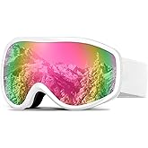 VEWOE Ski Goggles OTG for Men Women, Anti-Fog Snowboard Goggles UV400 Protection Snow Goggles for Adult Youth