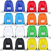16 Pack Drawstring Bags,Bulk Draw String Backpack, DIY Gym Sports Cinch Bag Sackpack for Women Men, 8 Colors