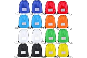 CODOBON 16 Pack Drawstring Bags,Bulk Draw String Backpack, DIY Gym Sports Cinch Bag Sackpack for Women Men, 8 Colors