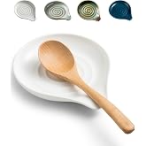 LAUCHUH Spoon Rest, Kitchen Spoon Holder for Stove Top Ceramic Spoon Rest | 5 inch Large Cooking Utensil Holder for Halloween Countertop, Spatula, Tongs, Ladles, Farmhouse Decor, Heat-Resistant, White